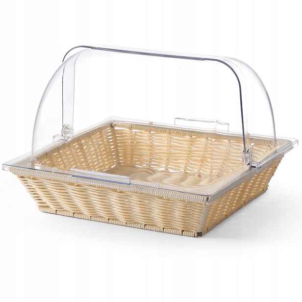 Košík na pečivo z polyratanu s víkem Rolltop GN2/3 výška 245 mm