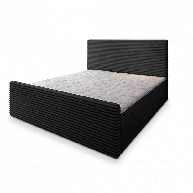 MASSENO AMERICKÁ POSTEL BRENTO 180x200 cm, s matrací a úložným prostorem, černá
