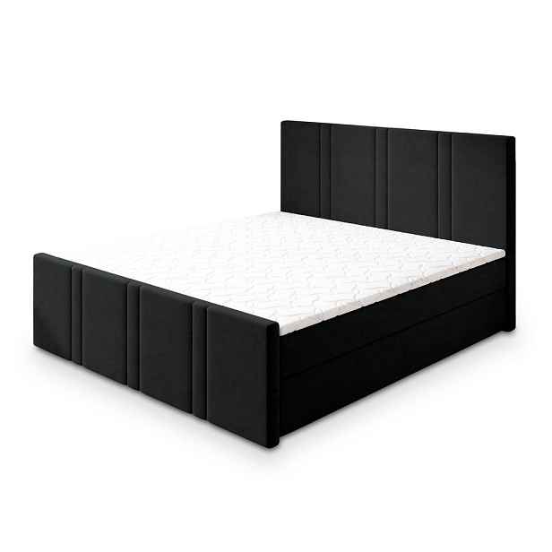MASSENO AMERICKÁ POSTEL COMOZA, 200x200 cm s matrací a úložným prostorem, H2+H3, černá