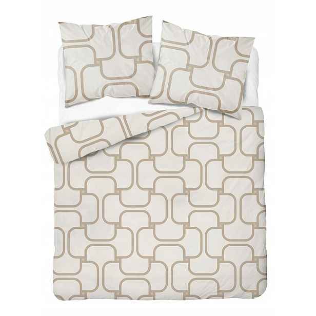 Povlečení saténové 220x200 krémové s geometrickým vzorem Home Satin
