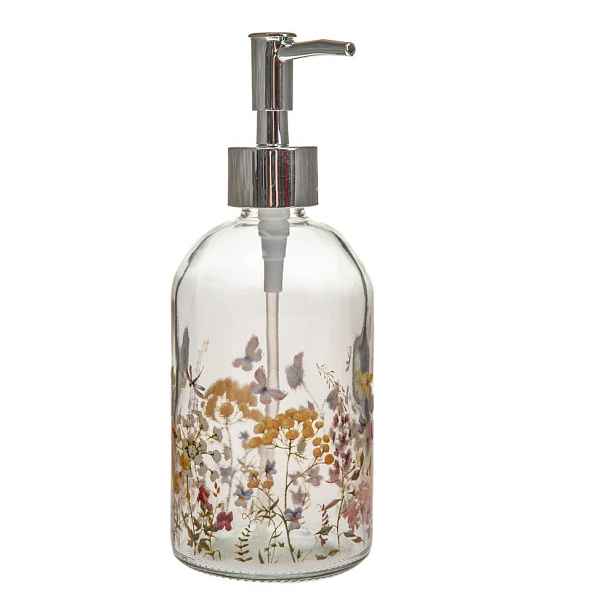 Skleněný dávkovač mýdla 390 ml Flowers – Dakls