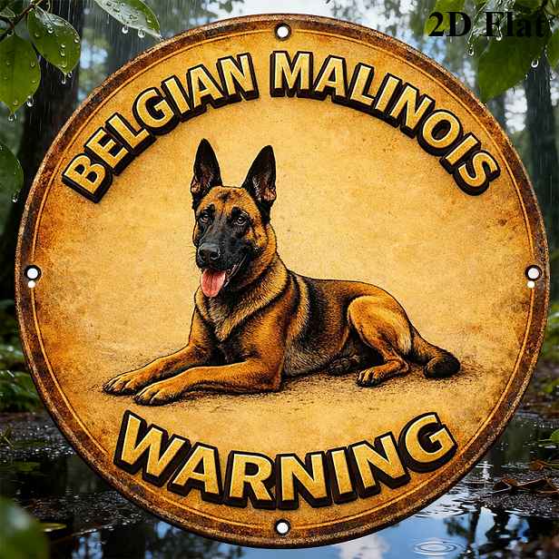 TEMU 1 ks Výstražná cedule Belgický Malinois - Retro hliníková plaketa pro majitele psů s obrázkem Belgického Malinois a varovným textem - Nástěnná