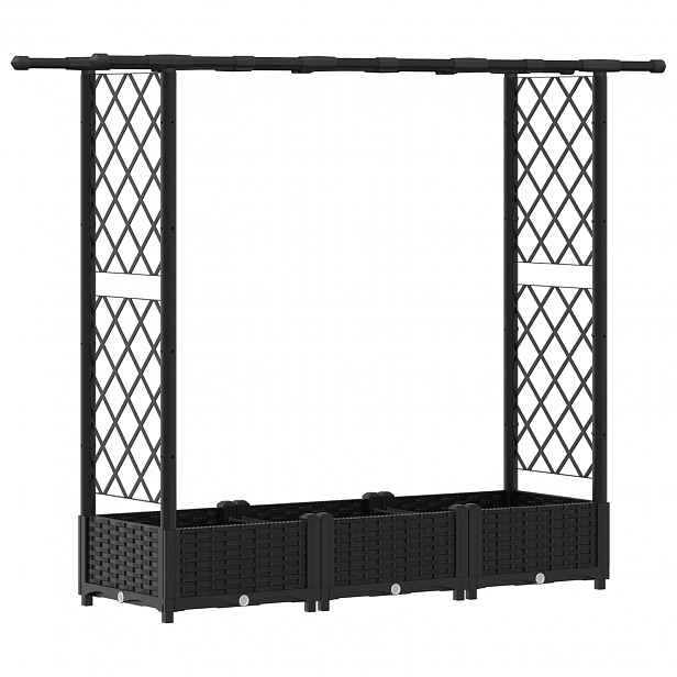 vidaXL Vyvýšený záhon s treláží a střechou Černá 164 x 40 x 121 cm PP