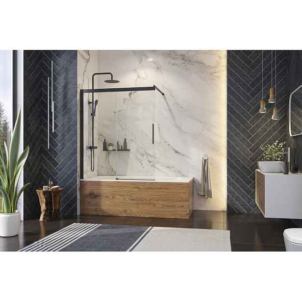 WELLNESS BLACK KV2 120 posuvná vanová zástěna 117,5-120cm, sklo 6mm