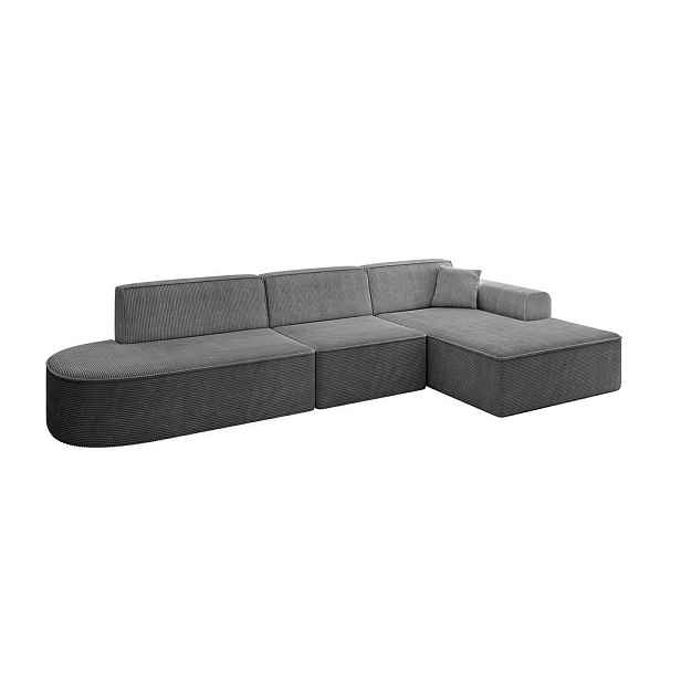 ALTDECOR ROHOVÁ SEDAČKA s otomanem, pravá IREA-L2-v3 327x165x77 Tmavě šedá Manšestr