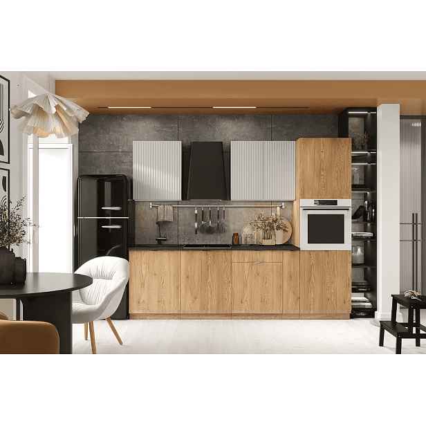 Artstolk Kuchyňská linka SOFIA C | dub cremona/béžová 260 cm Provedení: s pracovní deskou