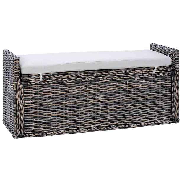 vidaXL Úložná lavice GENDT Černá omítka 110 x 40 x 50 cm Ratan