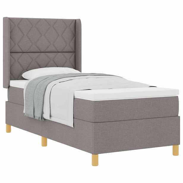 vidaXL Postel s boxspringem s čelo Taupe 100 x 200 cm textil