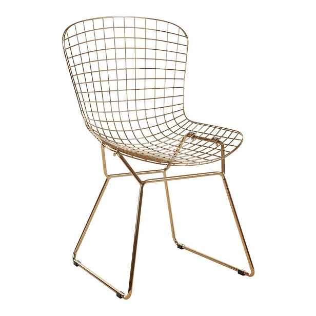 Kovová jídelní židle ve zlaté barvě District – Premier Housewares