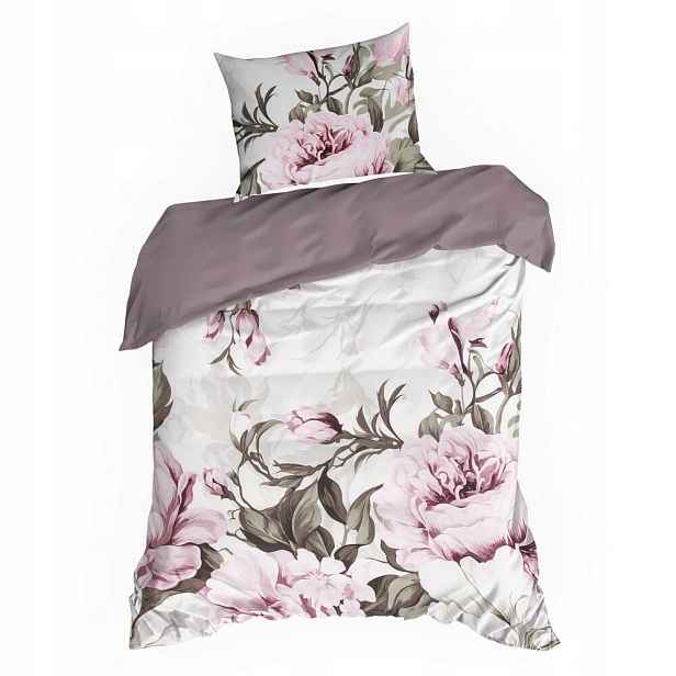 Povlečení bavlněné Peony 140x200 Eurofirany vřesové bílé květy pivoňky