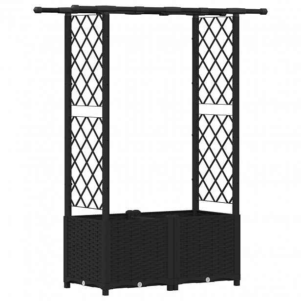 vidaXL Vyvýšený záhon s treláží a střechou Černá 124,5 x 40 x 136 cm