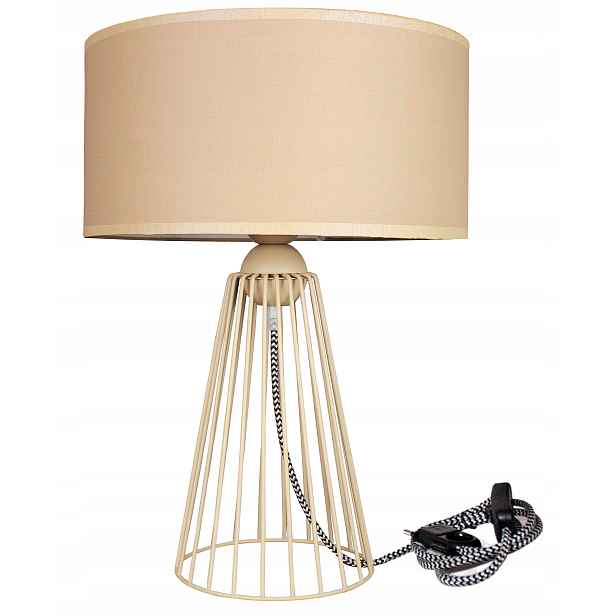 Lampa stolní noční lampa Mona Abażur Led drátěný rám stínidlo béžová lampa