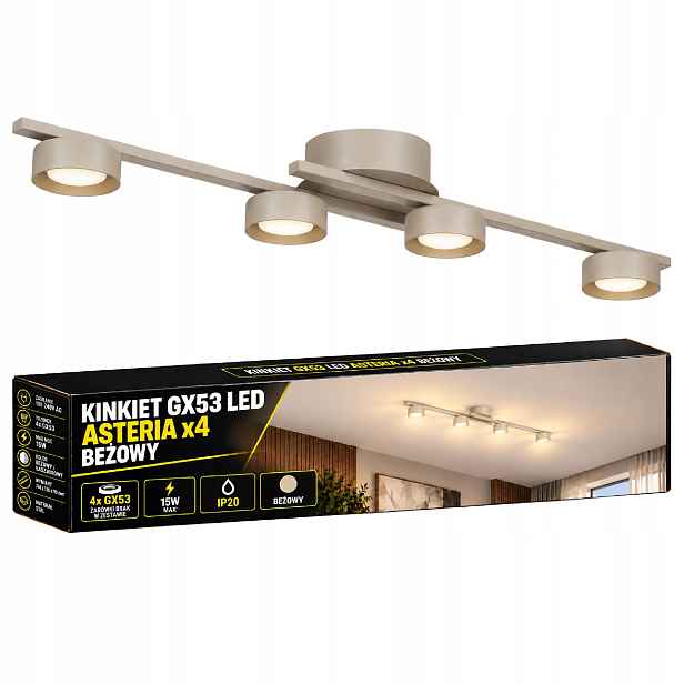 Stropní Svítidlo Závěsný lustr Béžové Led svítidlo 76 cm 15 W 4xGX53