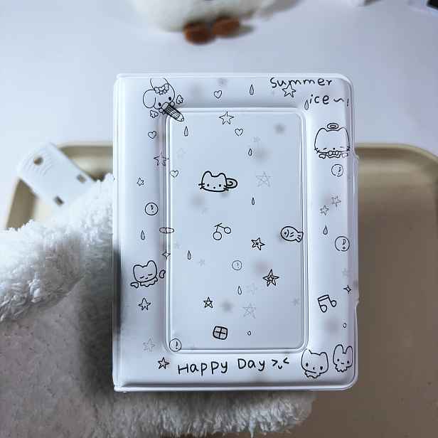 TEMU Mini K-pop pořadač na fotokarty 7,62 cm, proříznutá kniha na fotokarty Q-verze s koťátkem, držák na vizitky, obal na fotokarty, obsahuje 20