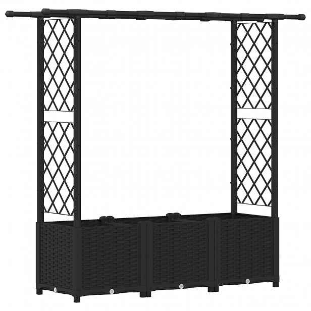 vidaXL Vyvýšený záhon s treláží a střechou Černá 162,5 x 40 x 136 cm