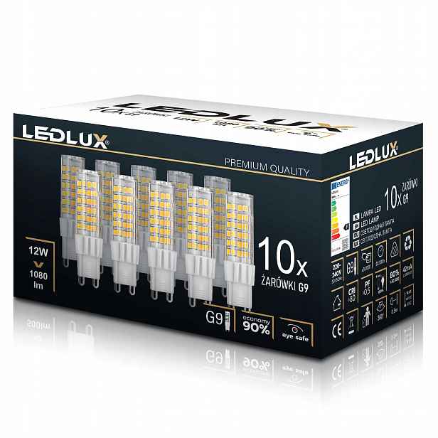 10X Led žárovka G9 12W 95W teplá neutrální studená Premium Ledlux nebliká