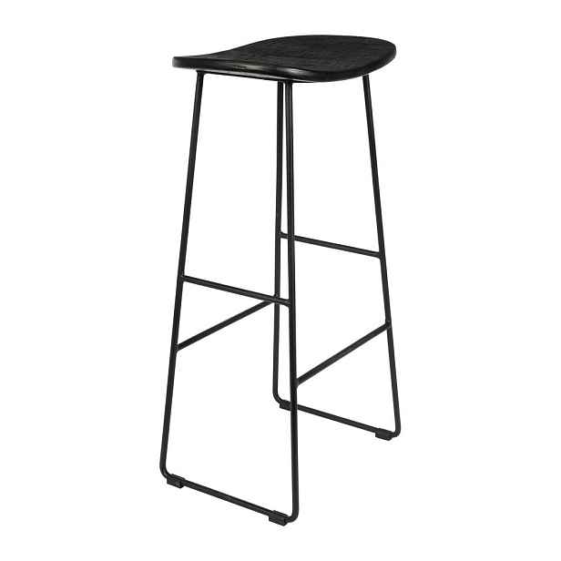 Černá barová stolička z teakového dřeva (výška sedáku 76 cm) Tangle – White Label