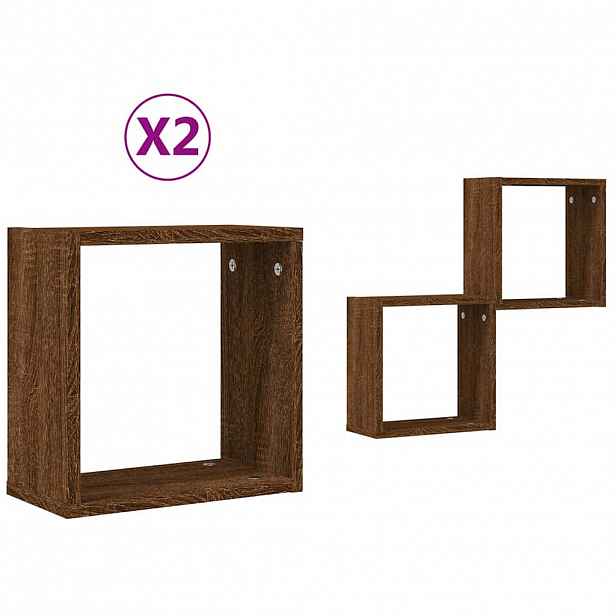 vidaXL Nástěnné police kostky 2 ks hnědý dub 30 x 15 x 30 cm
