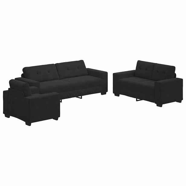 vidaXL Set pohovek 3 ks Černá samet