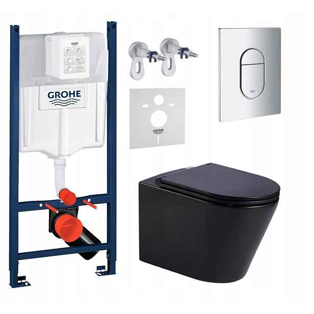 Sada Wc rámu Grohe Rapid s mísou Wc Imprese Tornado a chromovým tlačítkem