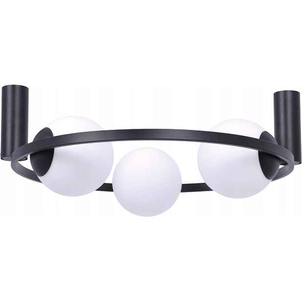 Stropní svítidlo černá kulatá 58 cm skleněné bílé koule 3 body Zuma Line