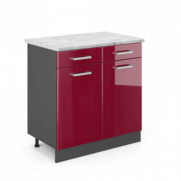 Vicco SPODNÍ SKŘÍŇKA KUCHYŇSKÉ LINKY R-Line Červená vysoký lesk 80 cm PD Mramor