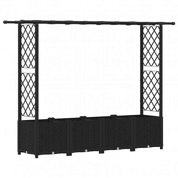vidaXL Vyvýšený záhon s treláží a střechou Černá 203 x 40 x 136 cm PP
