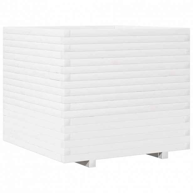 vidaXL Zahradní truhlík bílý 80 x 80 x 72 cm masivní borové dřevo