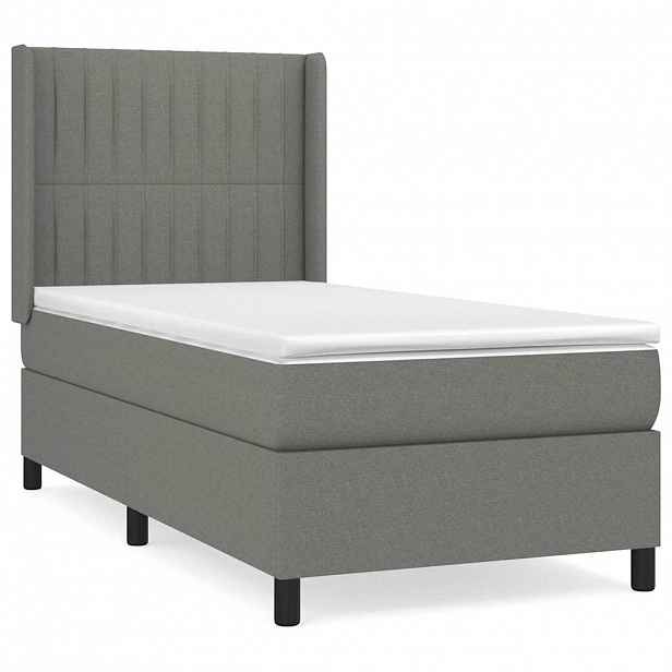 vidaXL Box spring postel s matrací tmavě šedá 80 x 200 cm textil