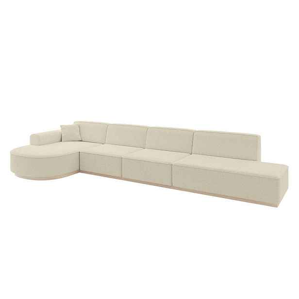 ALTDECOR ROHOVÁ SEDAČKA s otomanem, levá ARRIO-L3 413x171x83 Béžová Buklé