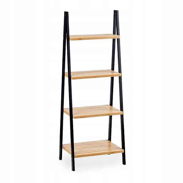 Bambusový Regál Úzký Černý 4 Úrovně Bamboo Glow 40 X 30 X 109 CM Do 40 Kg