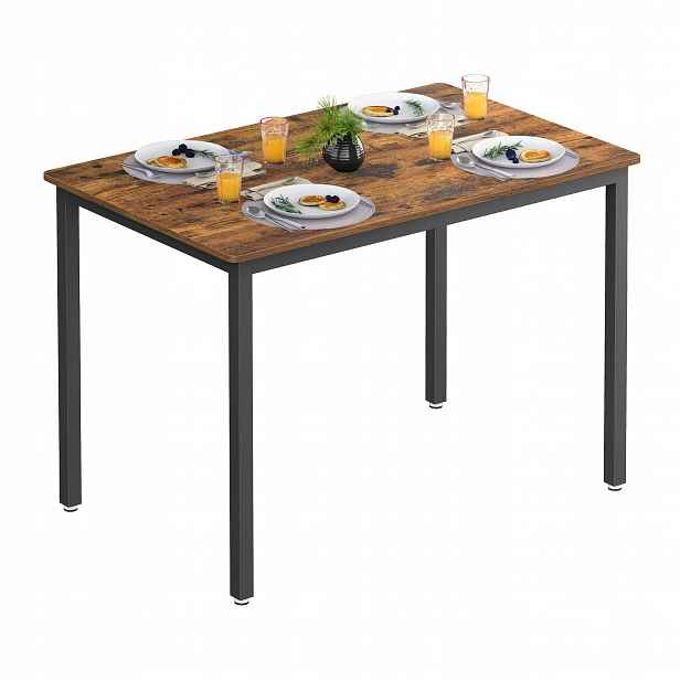 Pevný kuchyňský jídelní stůl do kuchyně pro 4 osoby rustikální hnědý Loft