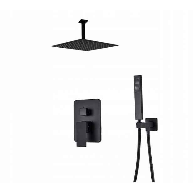 Podomítkový Set Černá Matná Dešťová Sprcha Box 25 CM