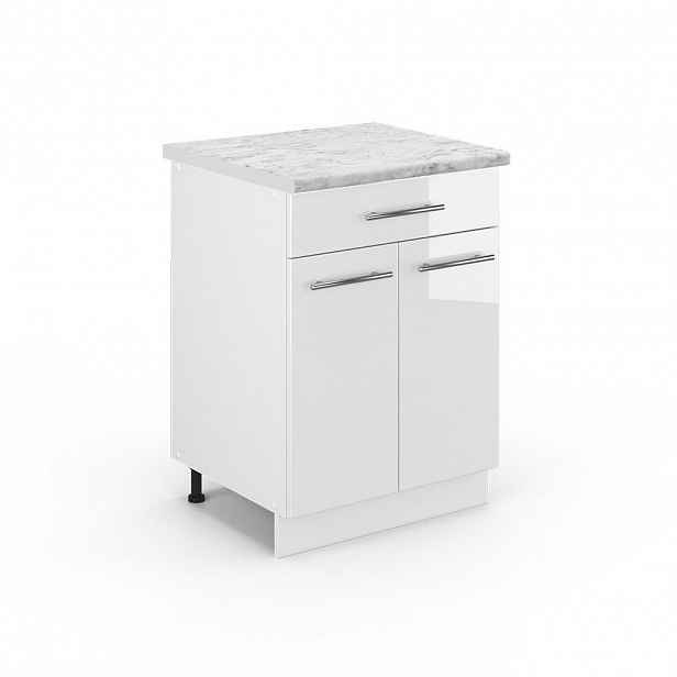 Vicco SPODNÍ SKŘÍŇKA KUCHYŇSKÉ LINKY Fame-Line Bílá vysoký lesk 60 cm se zásuvkou, PD Mramor