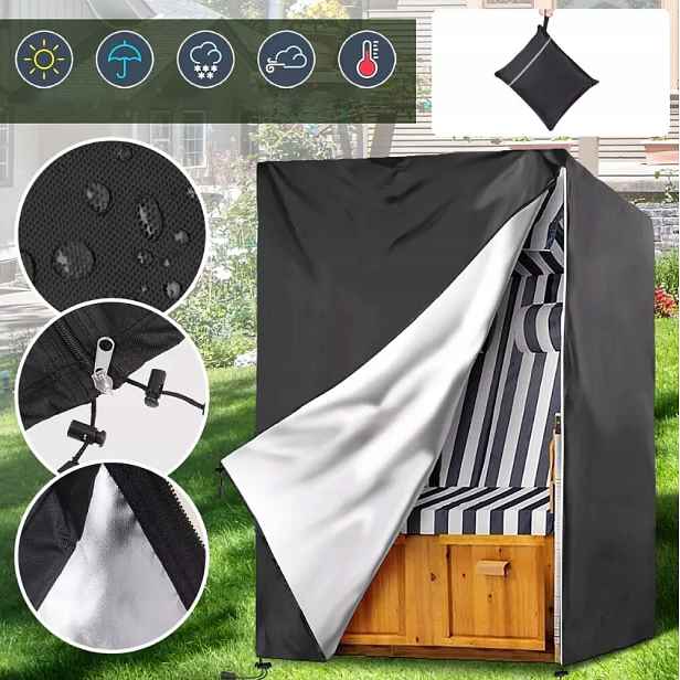Obal Na Plážový Koš 420D 135*105*175/140 Cm Voděodolný Černý Pevný