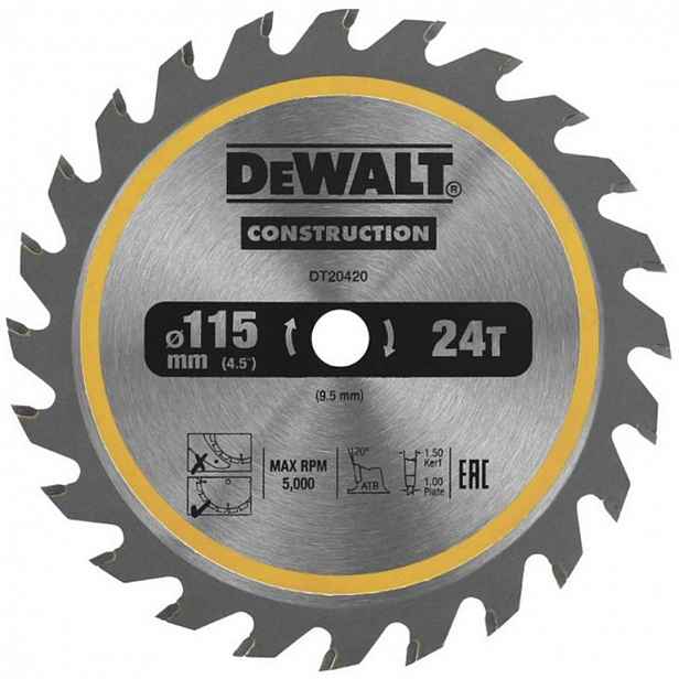 DeWALT - Pilový kotouč 115x9,5 mm, 24 zubů DT20420