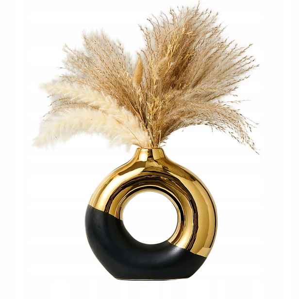Keramická váza severského stylu Moderní Glamour Bílo zlatá 25,5 cm