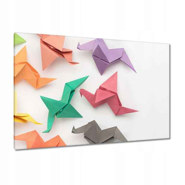 Obrazy 120x80 Barevní origami ptáci