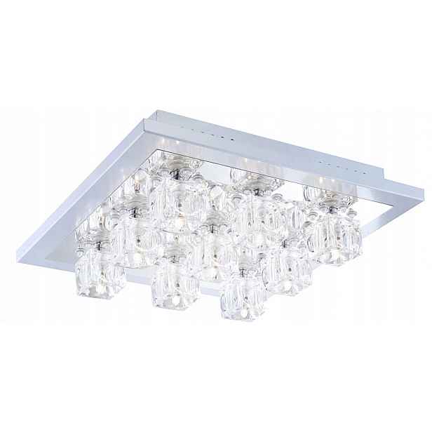 Lampa Stropní Svítidlo Čtvercová Petrol 9xG4 20W Sklo Chrom