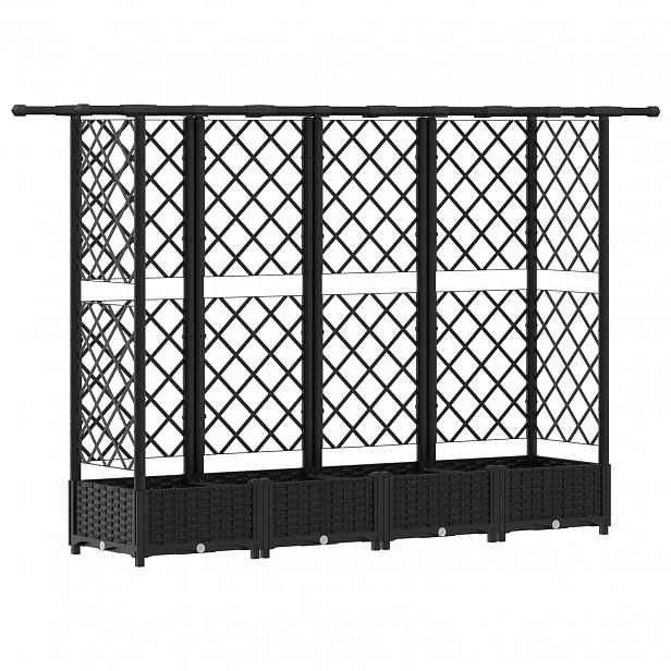 vidaXL Vyvýšený záhon s treláží a střechou Černá 202,5 x 40 x 121 cm