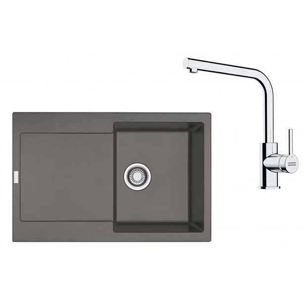 Franke - Kuchyňský set G259ŠK, fragranitový dřez MRG 611 a baterie FS 3230.031, šedý kámen/chrom 114.0700.722