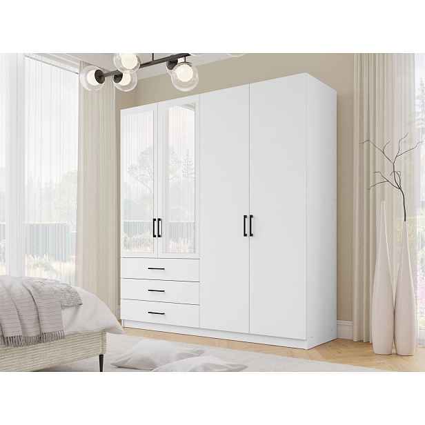 Prostorná šatní skříň 196 cm SAFARA - bílá