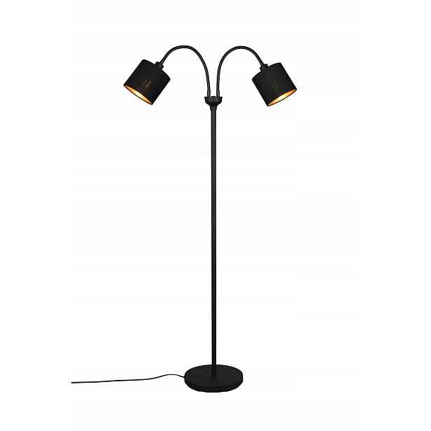 Stojací lampa podlahová dvojitá černá s nastavitelnými stínítky 130 cm Rl