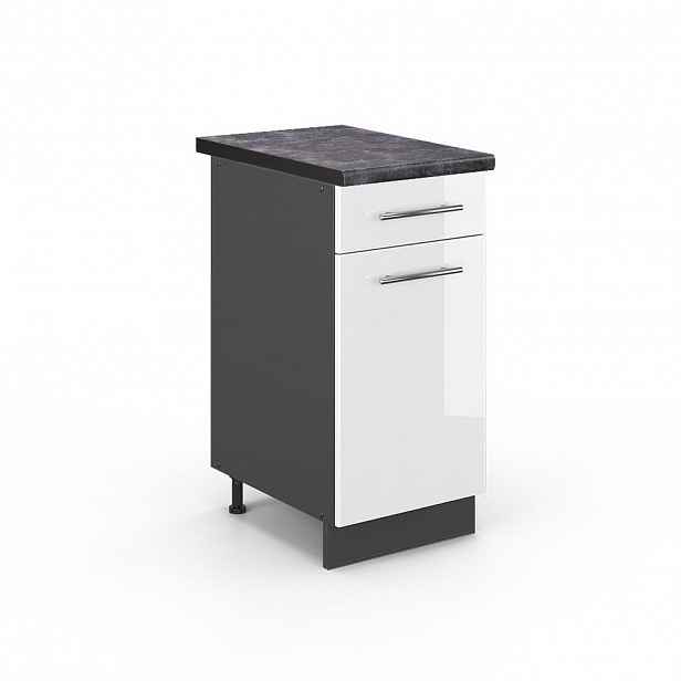 Vicco SPODNÍ SKŘÍŇKA KUCHYŇSKÉ LINKY Fame-Line Bílá vysoký lesk 40 cm , PD Antracit