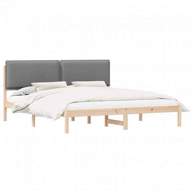 vidaXL Rám postele s čalouněným čelem Světle šedá 200 x 200 cm