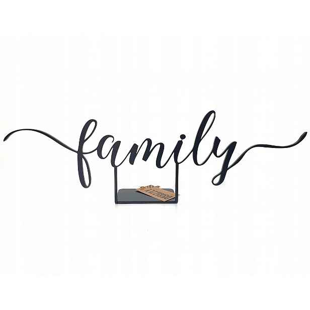 Decorizzly Dekorativní figurka nápis Family, černá, ozdobná ozdoba do obývacího pokoje