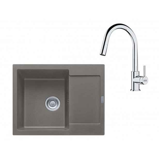 Franke - Kuchyňský set G256ŠK, fragranitový dřez MRG 611-62 a baterie FS 3229.031, šedý kámen/chrom 114.0700.713