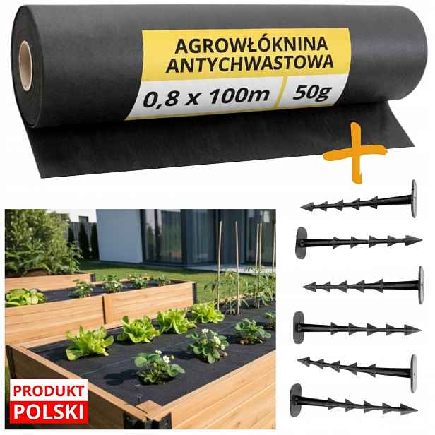Agrotextilie 50 g/m2 0,8 m 100 m Uv ochrana trávníku kolíky
