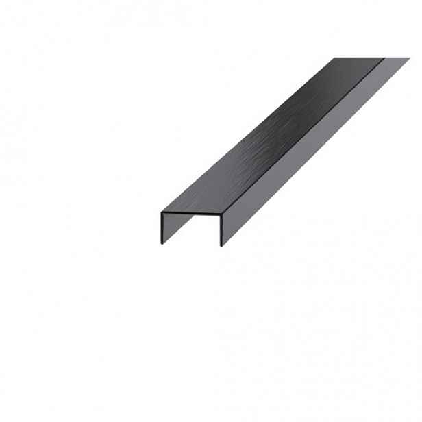 Lišta dekorační "U" Eviso black kartáčovaný, nerez PVD, délka 270 cm, šířka 15 mm, EXBL0001