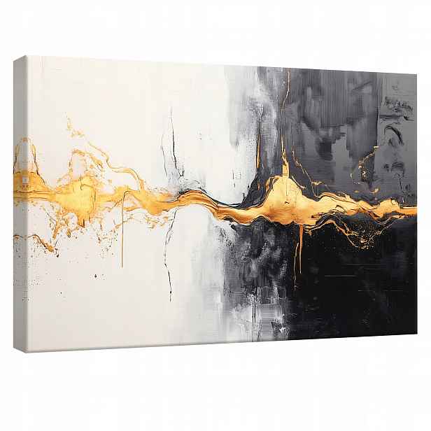 Obraz Abstrakce černo zlatý bílý plakát na plátně canvas 120x80 cm